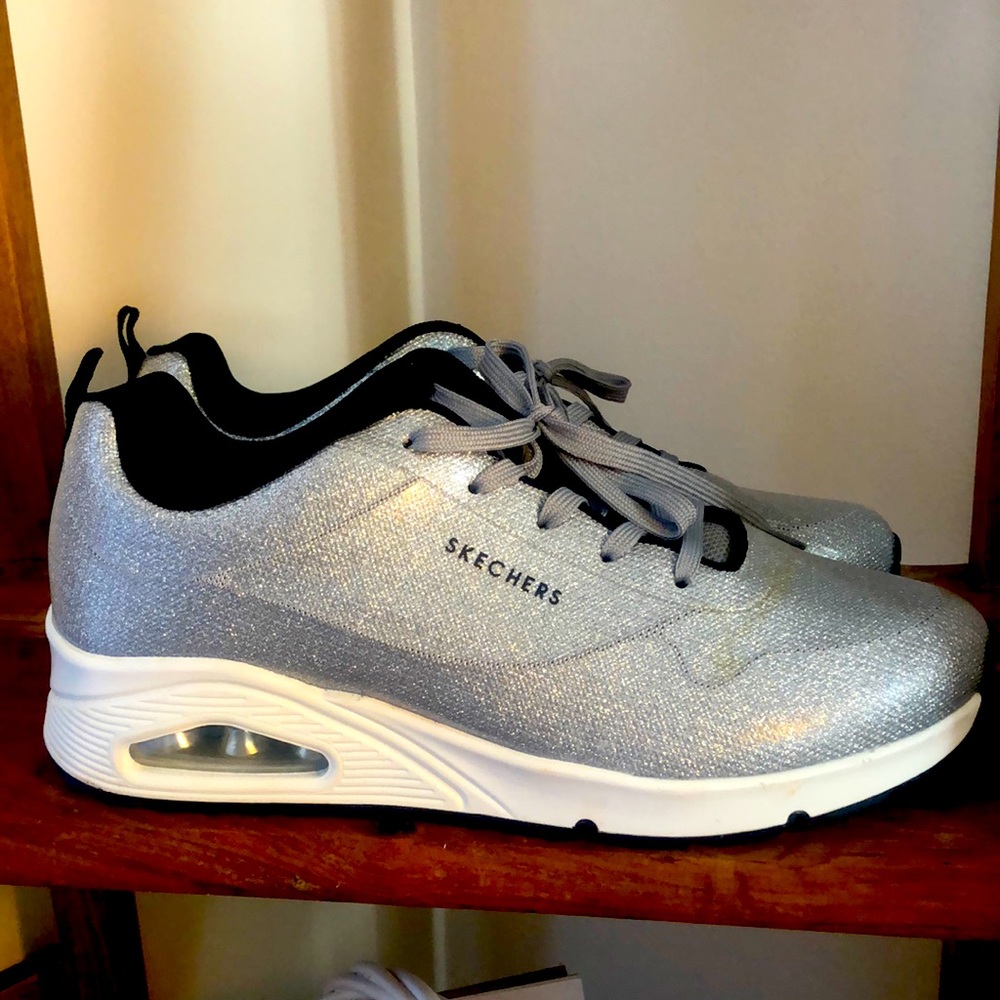 Size 11 Silver Glitter Sketchers